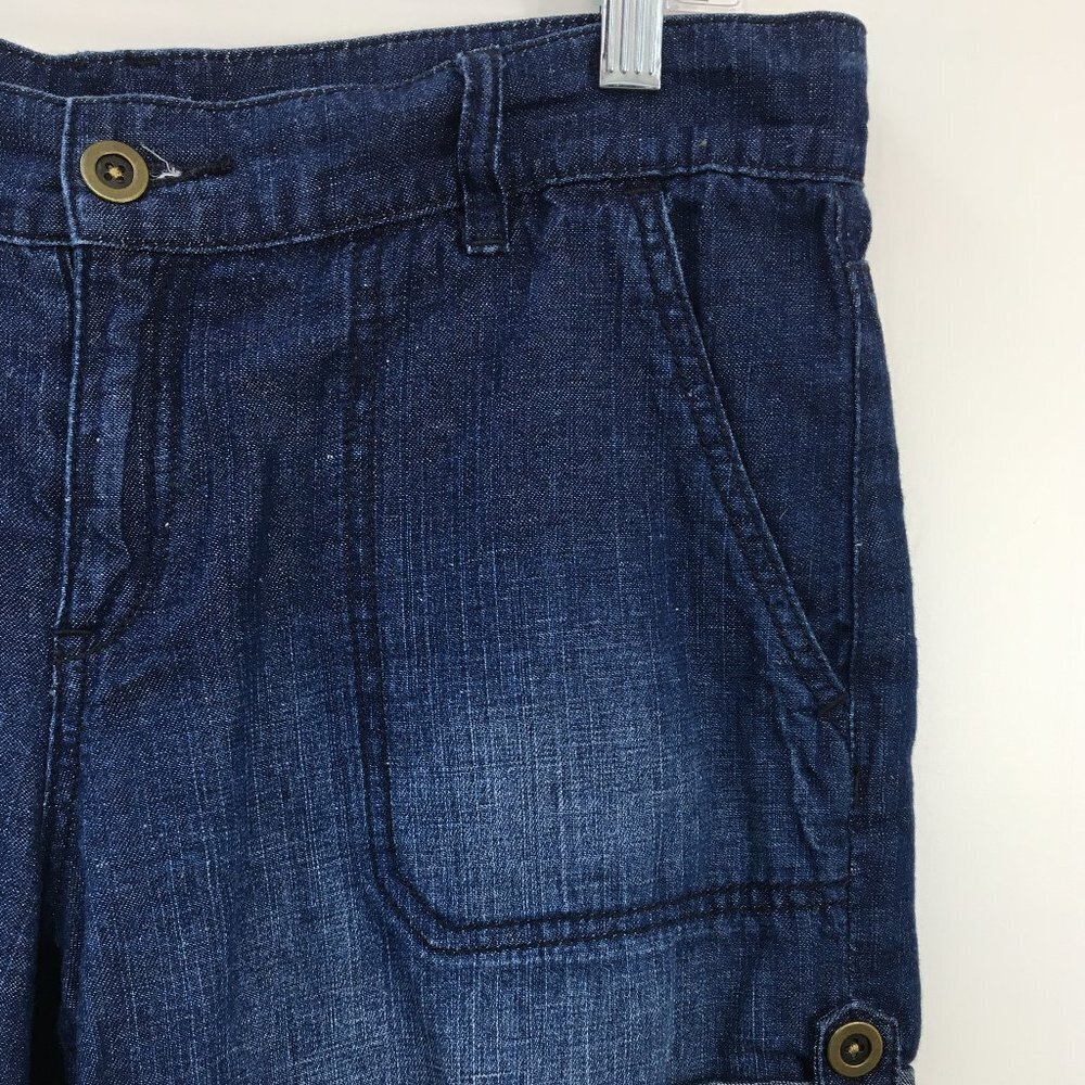 New York & Company Linen Blend Dark Denim Blue Cuffs Shorts Size 8 EXCELLENT - Picture 2 of 6